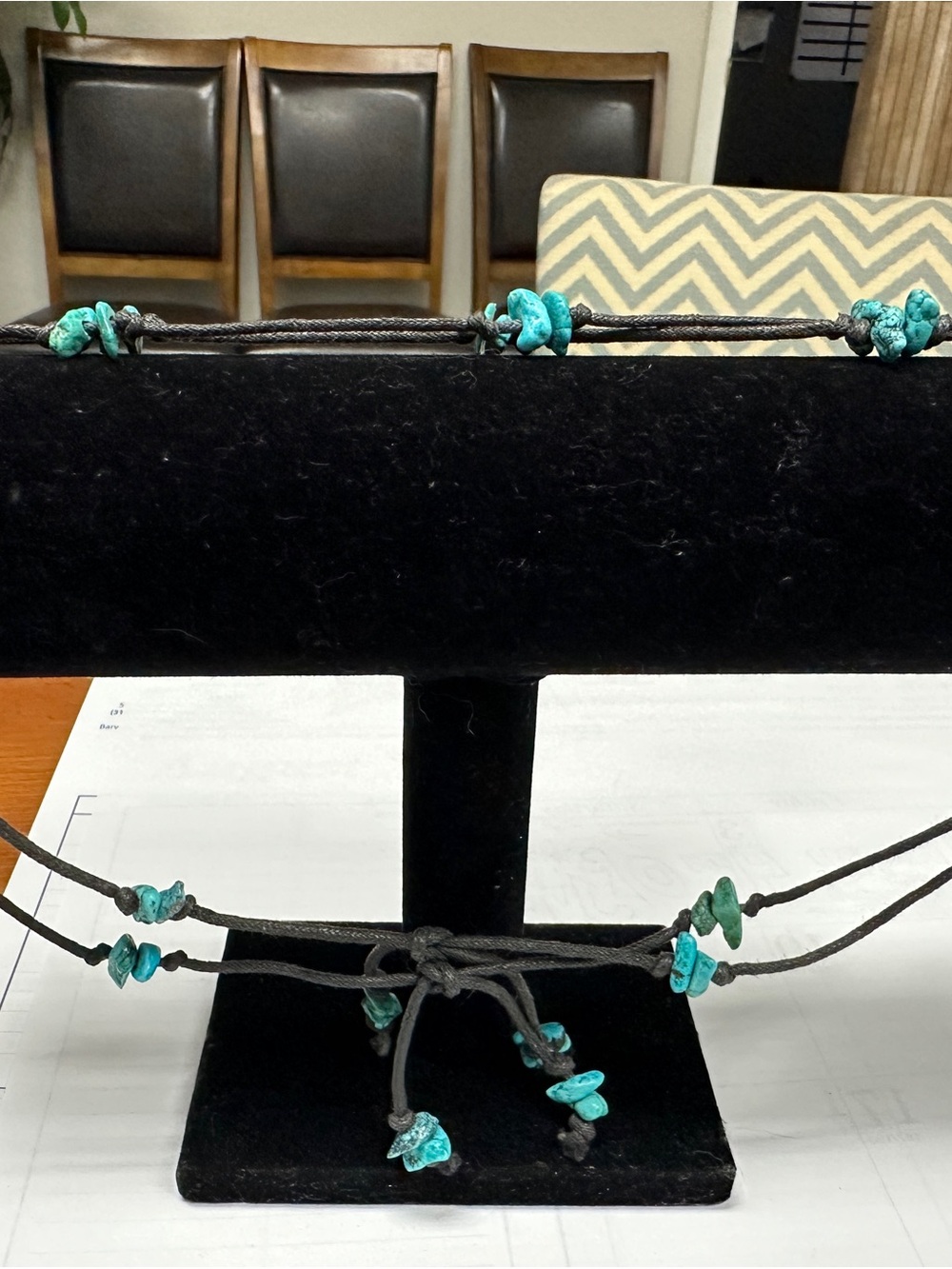 Turquoise Bead Leather Adjustable Necklace - Women Jewelry